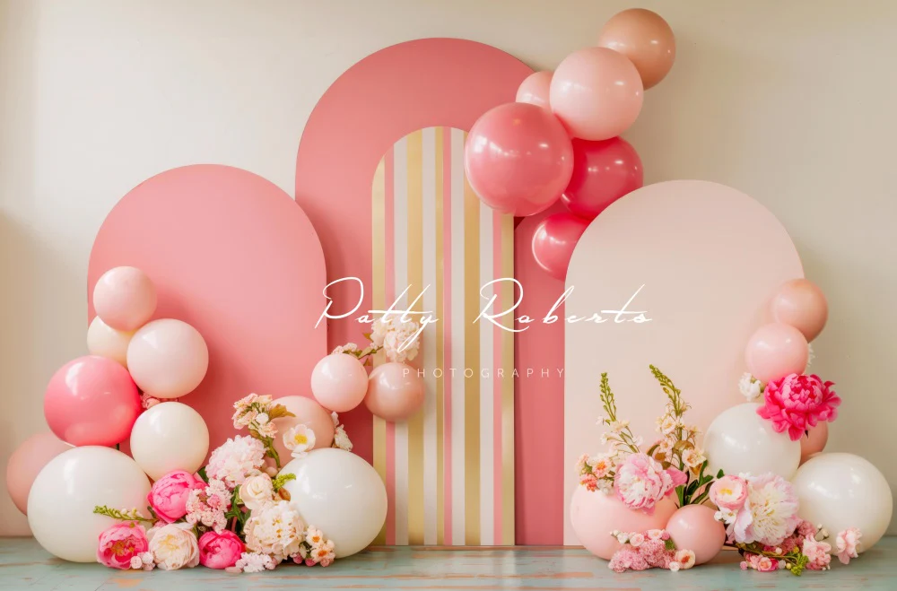 Kate Spring Pink Arch Flower Balloon Backdrop Designed by Patty Robert - Image 4