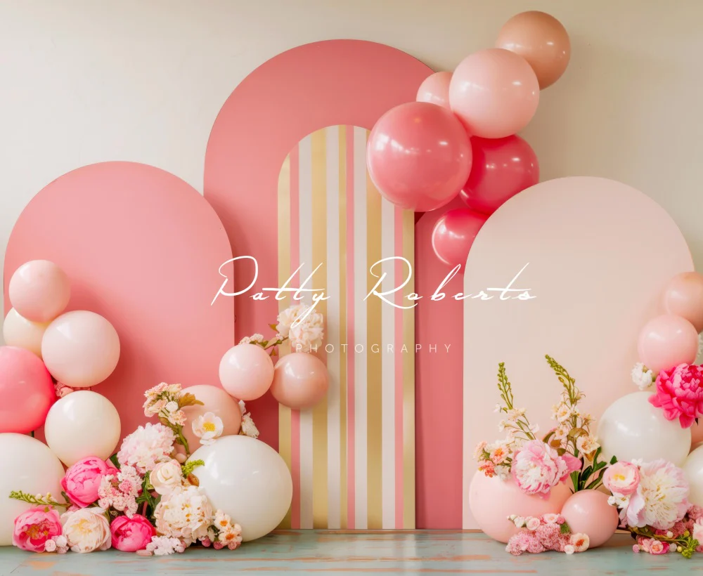 Kate Spring Pink Arch Flower Balloon Backdrop Designed by Patty Robert - Image 5