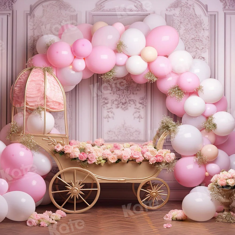 Kate Spring Pink Balloon Flower Cart Backdrop Designed by Emetselch - Image 2