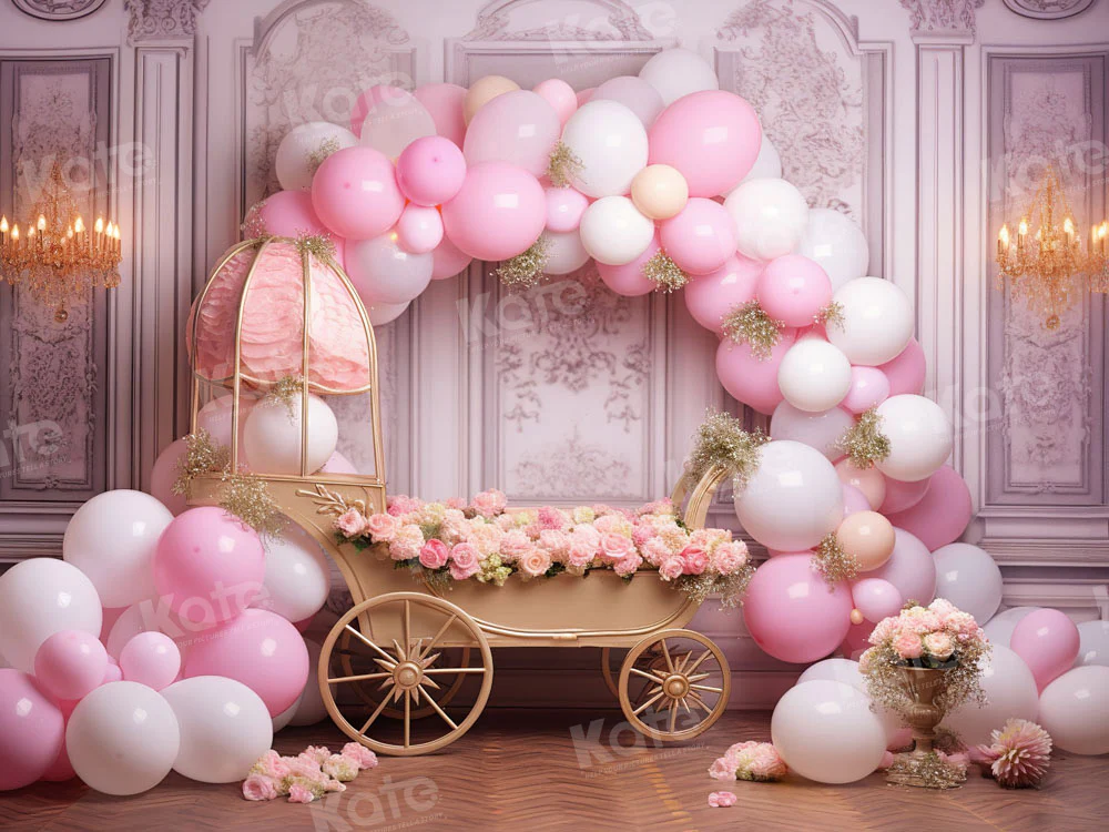 Kate Spring Pink Balloon Flower Cart Backdrop Designed by Emetselch - Image 3