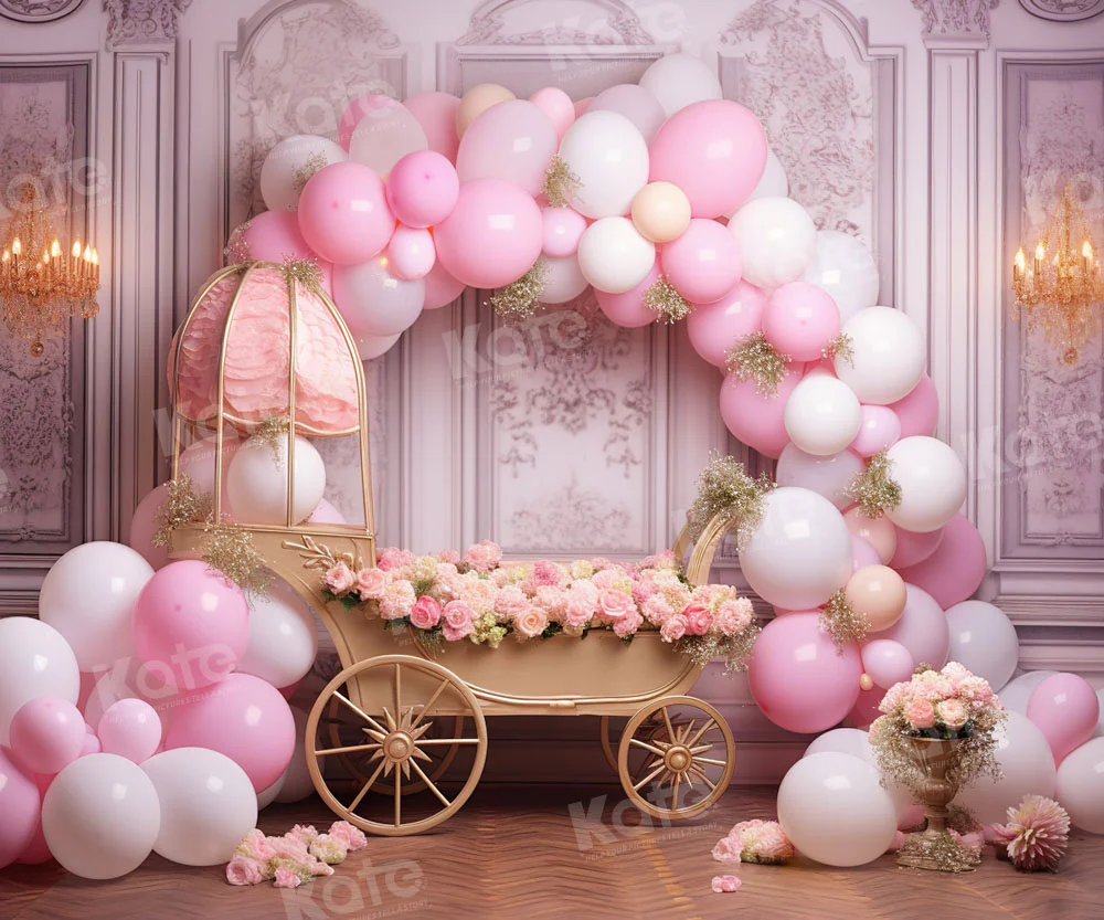 Kate Spring Pink Balloon Flower Cart Backdrop Designed by Emetselch - Image 4