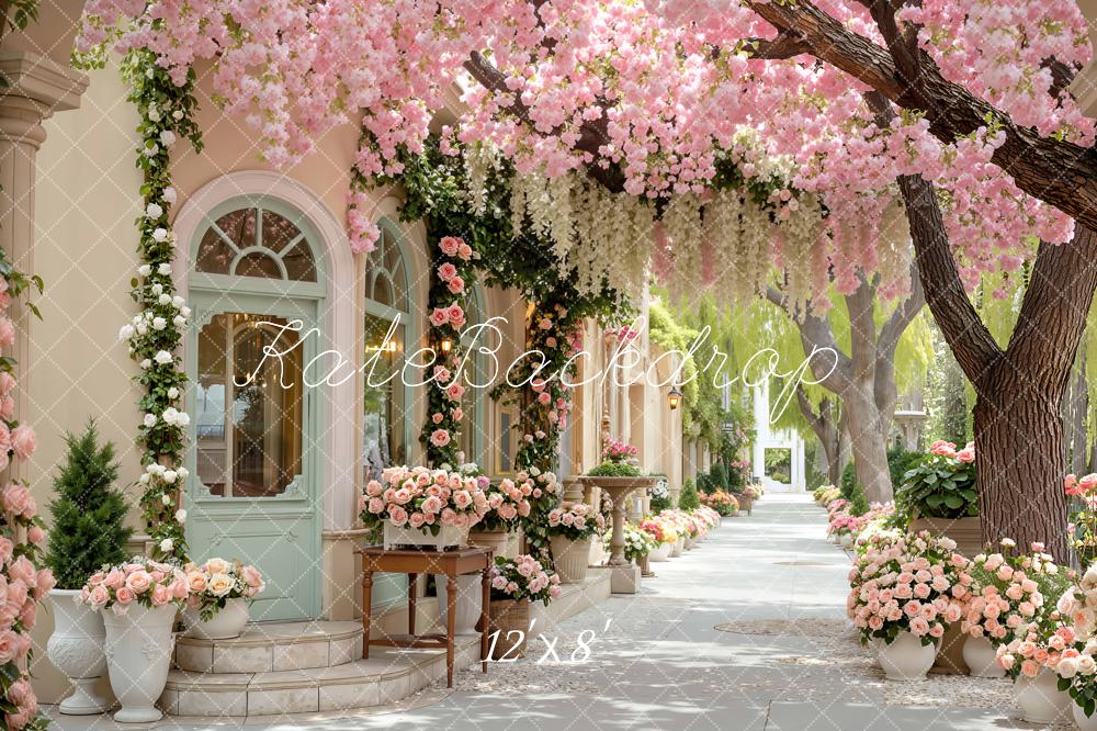 Kate Spring Pink Blossom Courtyard Street Backdrop Designed by Mini MakeBelieve - Image 8
