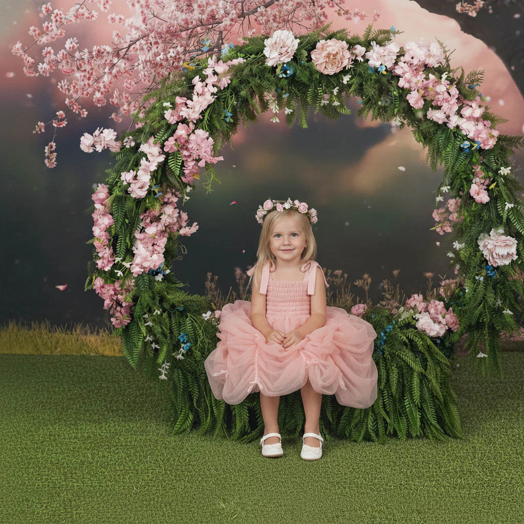 Kate Spring Pink Cherry Blossom Tree Floral Backdrop Designed by Emetselch - Image 12