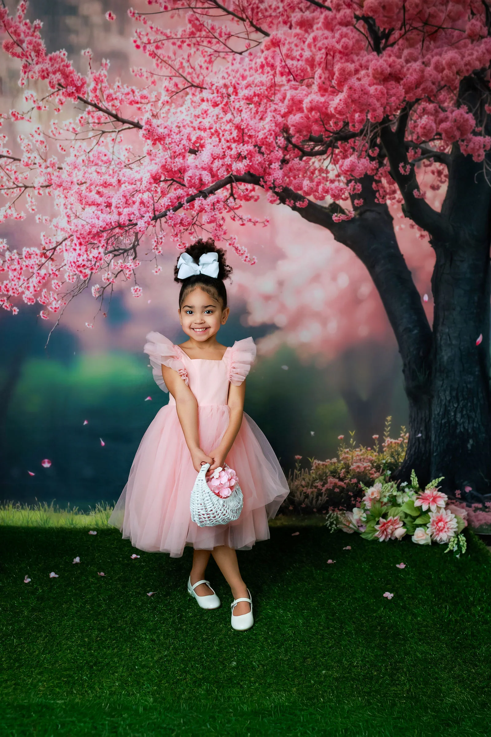 Kate Spring Pink Cherry Blossom Tree Floral Backdrop Designed by Emetselch - Image 4