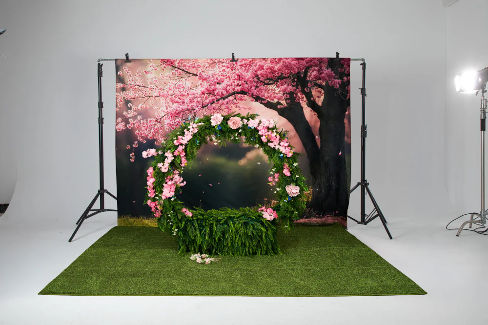 Kate Spring Pink Cherry Blossom Tree Floral Backdrop Designed by Emetselch - Image 5