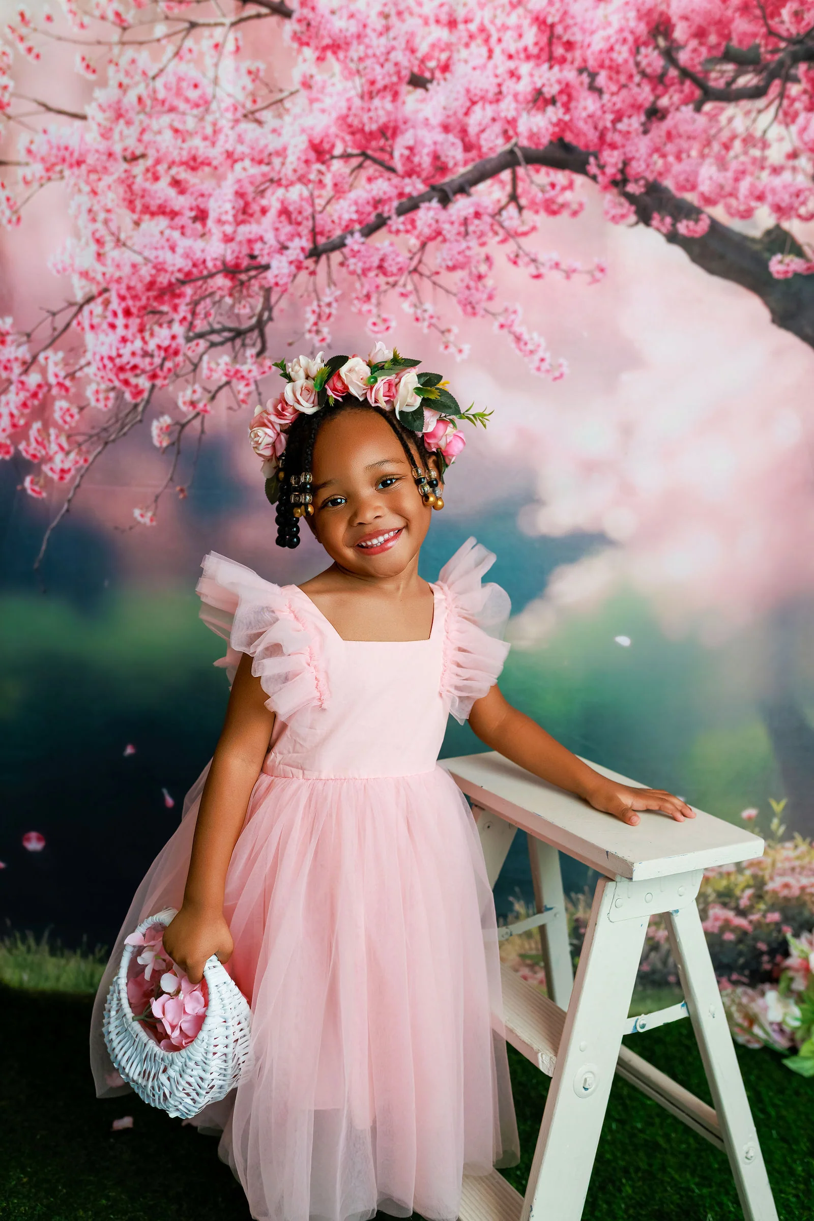 Kate Spring Pink Cherry Blossom Tree Floral Backdrop Designed by Emetselch - Image 7