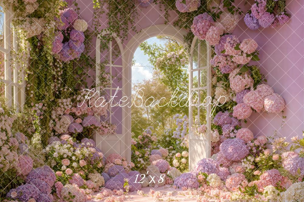 Kate Spring Pink Floral Arch Window Fleece Backdrop Designed by Emstselch - Image 4