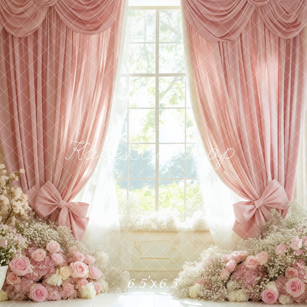 Kate Spring Pink Floral Curtain Window Backdrop Designed by Patty Robert - Image 2