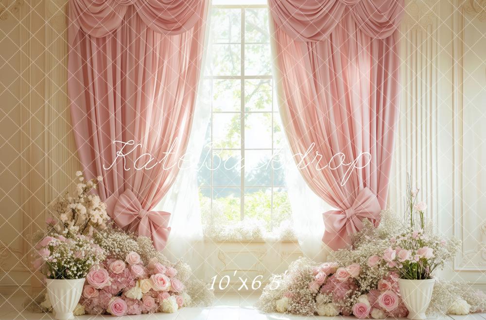 Kate Spring Pink Floral Curtain Window Backdrop Designed by Patty Robert - Image 4