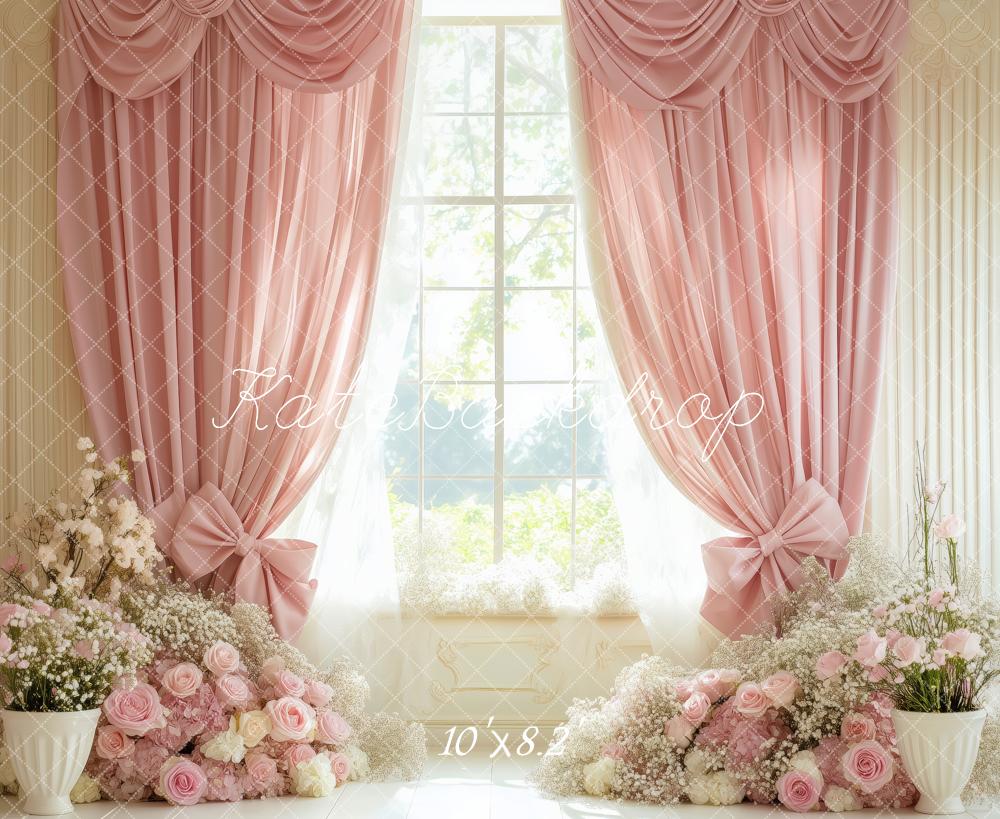 Kate Spring Pink Floral Curtain Window Backdrop Designed by Patty Robert - Image 5