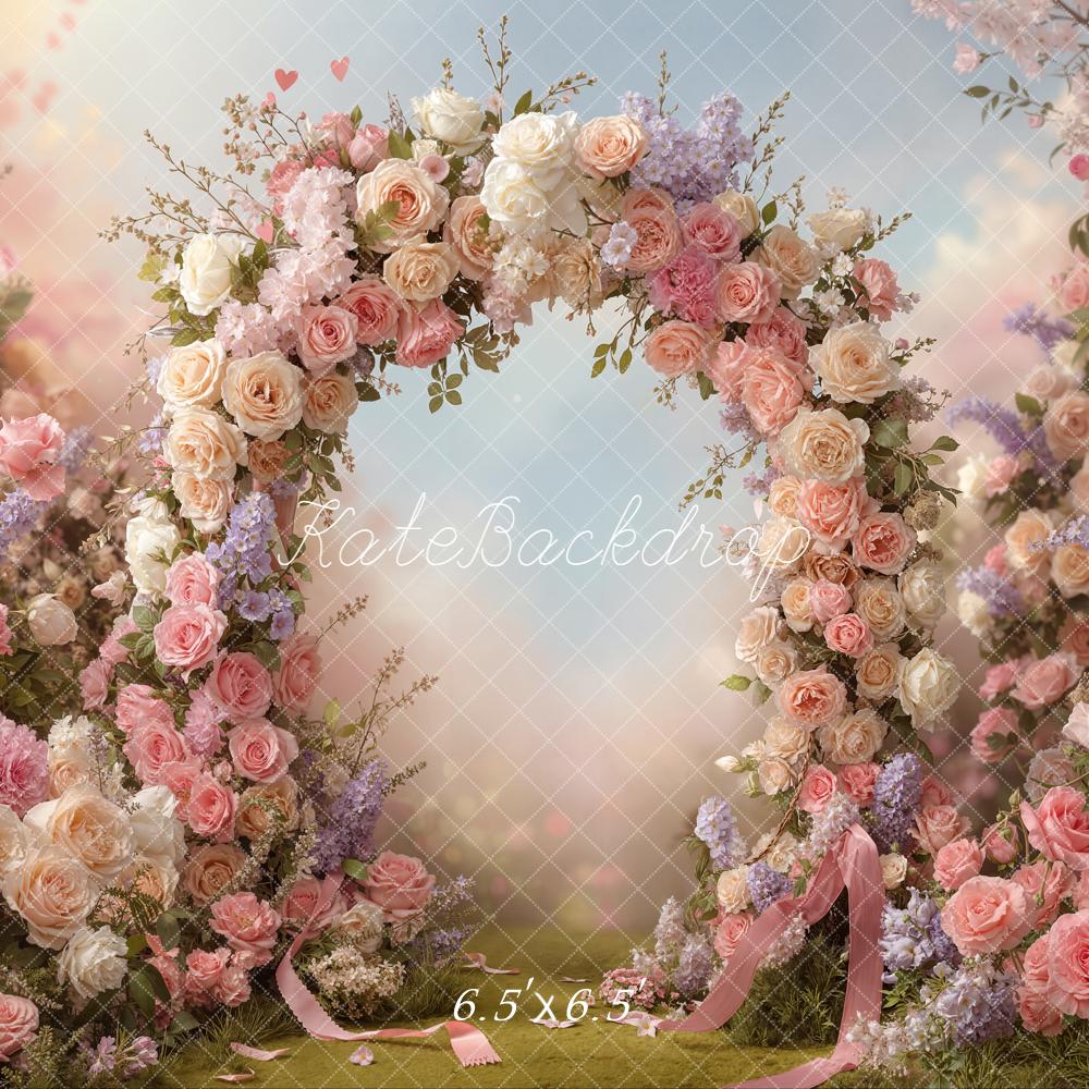 Kate Spring Pink Roses Arch Garden Backdrop Designed by Emstselch - Image 2