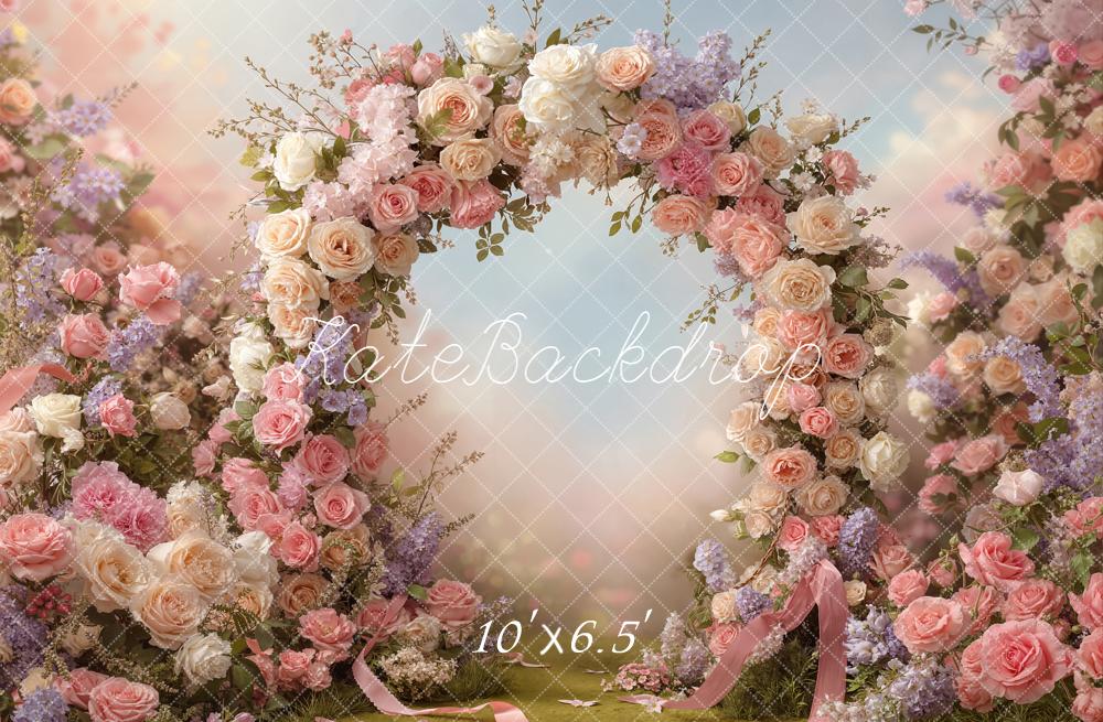 Kate Spring Pink Roses Arch Garden Backdrop Designed by Emstselch - Image 4