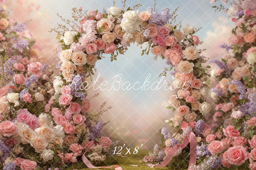 Kate Spring Pink Roses Arch Garden Backdrop Designed by Emstselch - Image 8