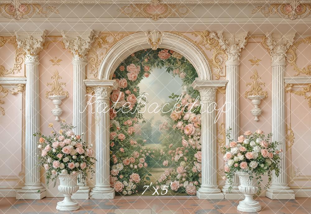 Kate Spring Pink Roses Arch Ornate Columns Backdrop Designed by Emstselch - Image 2
