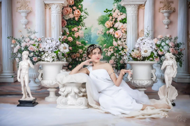 Kate Spring Pink Roses Arch Ornate Columns Backdrop Designed by Emstselch - Image 3