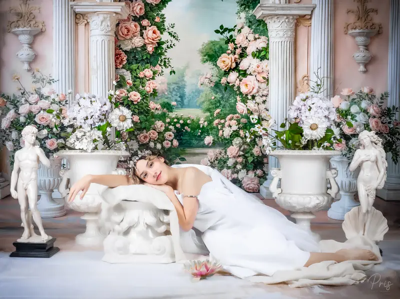 Kate Spring Pink Roses Arch Ornate Columns Backdrop Designed by Emstselch - Image 4