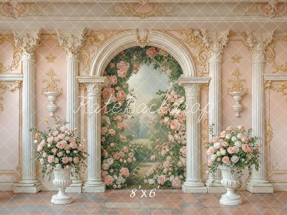 Kate Spring Pink Roses Arch Ornate Columns Backdrop Designed by Emstselch - Image 6