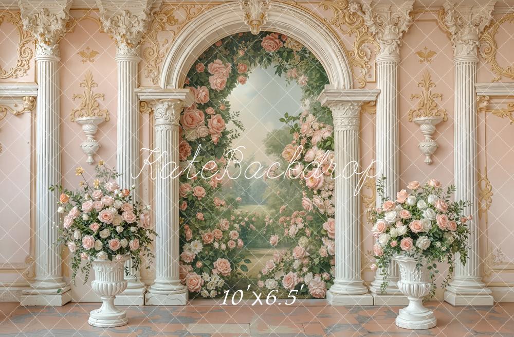 Kate Spring Pink Roses Arch Ornate Columns Backdrop Designed by Emstselch - Image 7