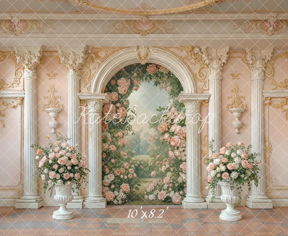 Kate Spring Pink Roses Arch Ornate Columns Backdrop Designed by Emstselch - Image 9