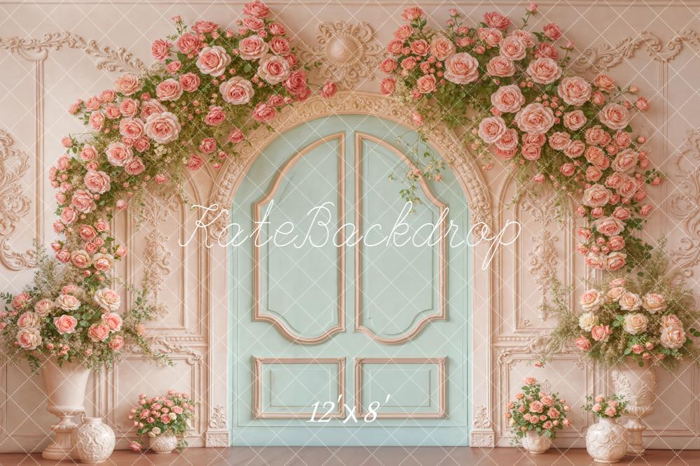 Kate Spring Pink Roses Arch Vintage Door Backdrop Designed by Emstselch - Image 8