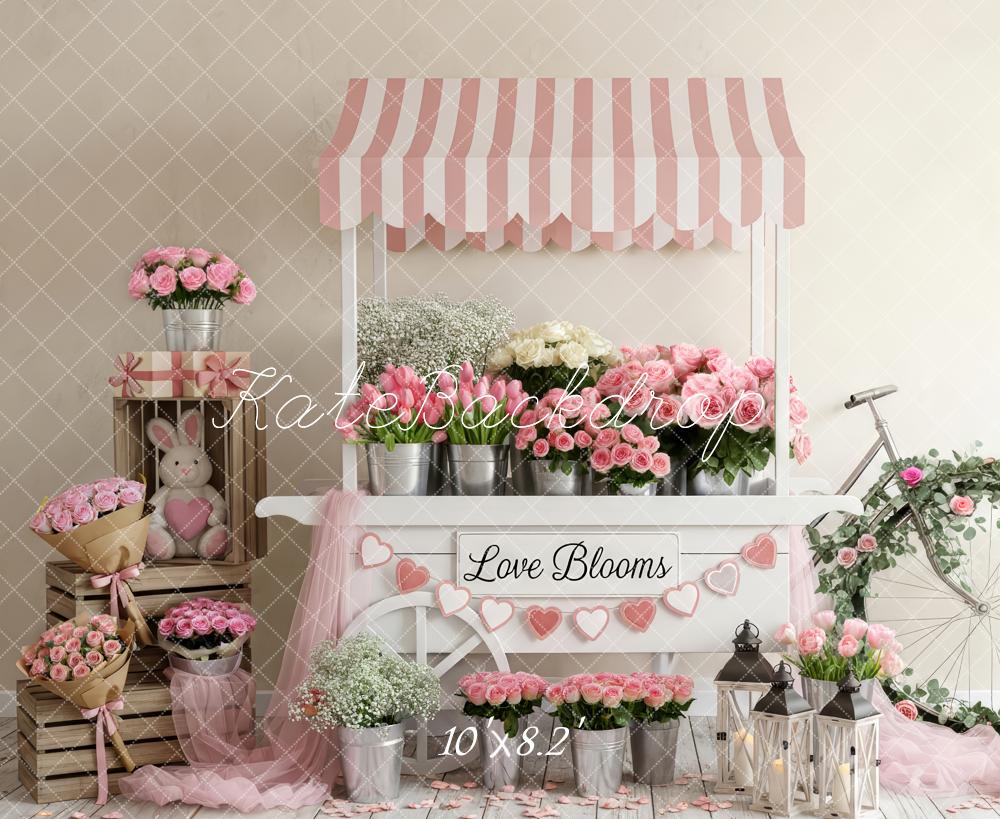 Kate Spring Pink Roses Cart Fleece Backdrop Designed by Patty Robert - Image 3
