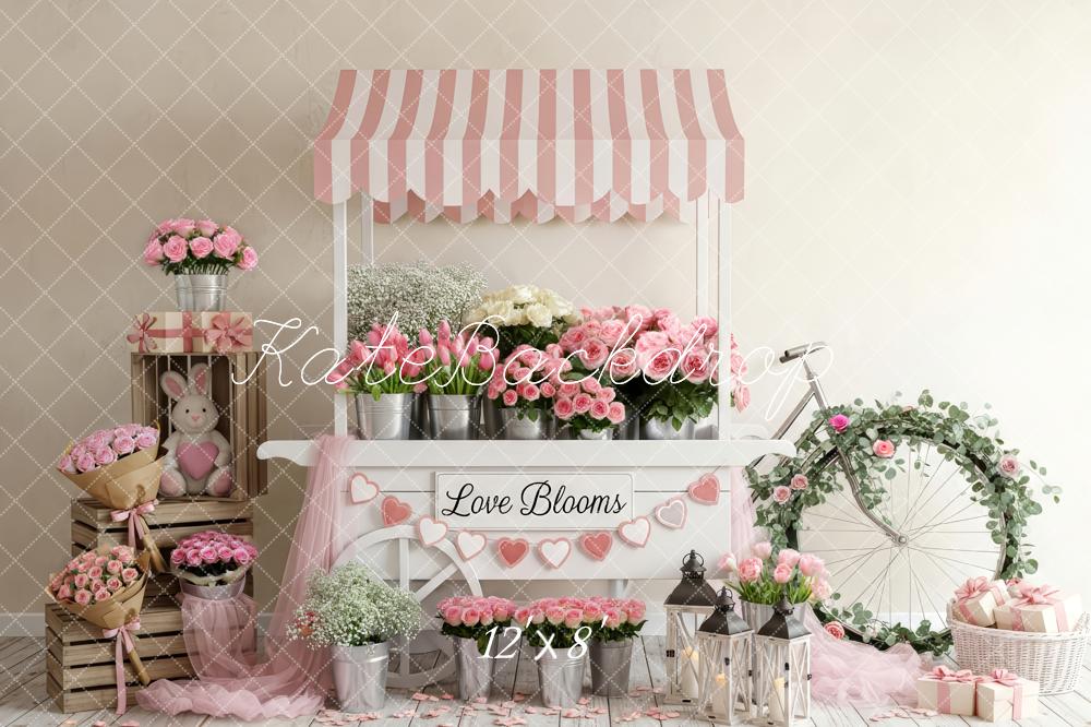 Kate Spring Pink Roses Cart Fleece Backdrop Designed by Patty Robert - Image 4