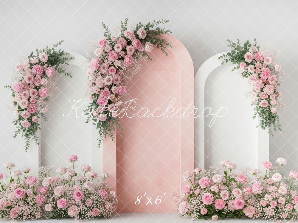 Kate Spring Pink Roses Garland Elegant Backdrop Designed by Patty Robert - Image 4