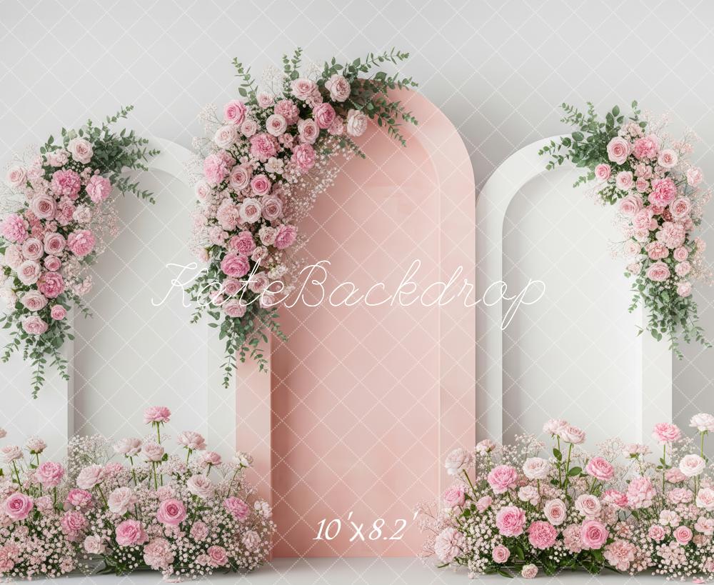 Kate Spring Pink Roses Garland Elegant Backdrop Designed by Patty Robert - Image 7