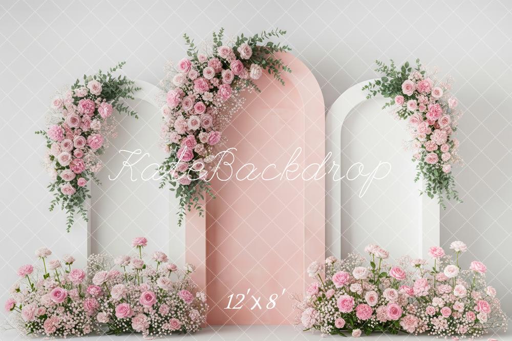 Kate Spring Pink Roses Garland Elegant Backdrop Designed by Patty Robert - Image 9