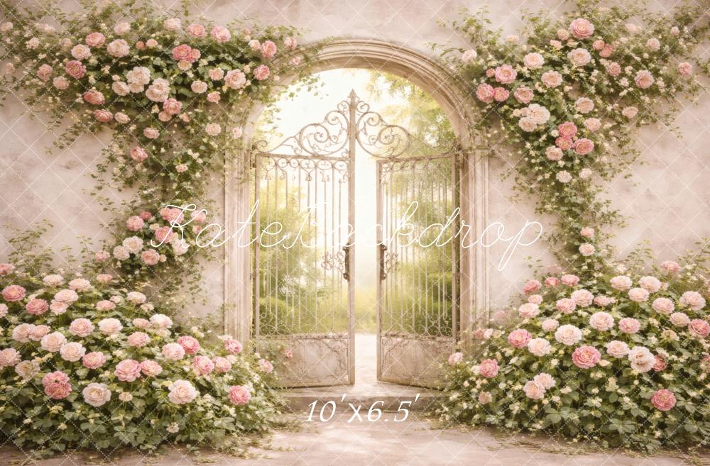 Kate Spring Pink Roses Iron Gate Backdrop Designed by Vertigo Productions - Image 4
