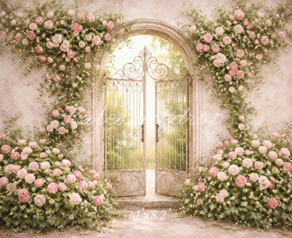 Kate Spring Pink Roses Iron Gate Backdrop Designed by Vertigo Productions - Image 6