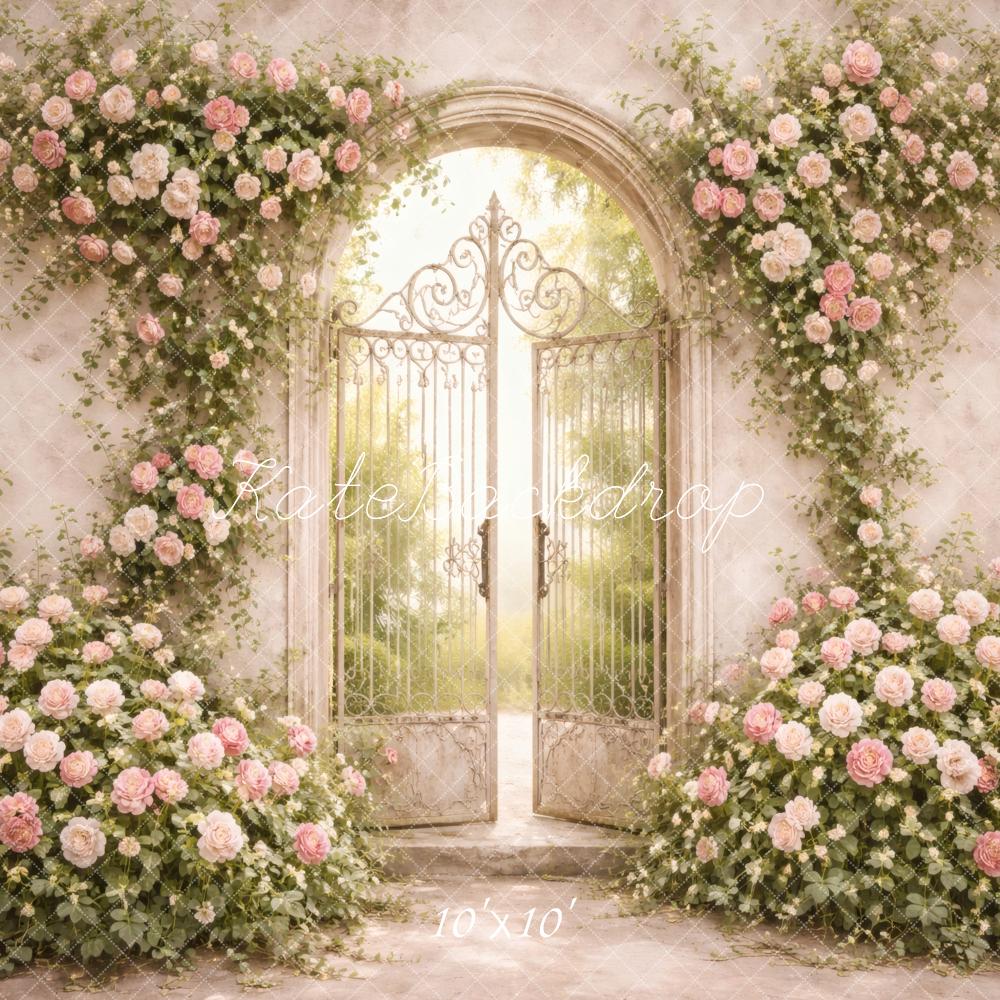 Kate Spring Pink Roses Iron Gate Backdrop Designed by Vertigo Productions - Image 7