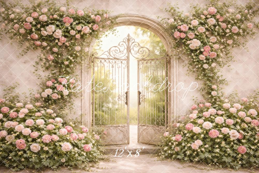 Kate Spring Pink Roses Iron Gate Backdrop Designed by Vertigo Productions - Image 8