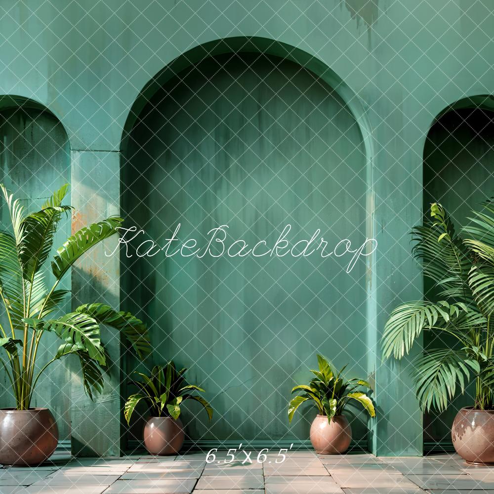 Kate Spring Plant Dark Green Arched Wall Backdrop Designed by Emetselch - Image 2