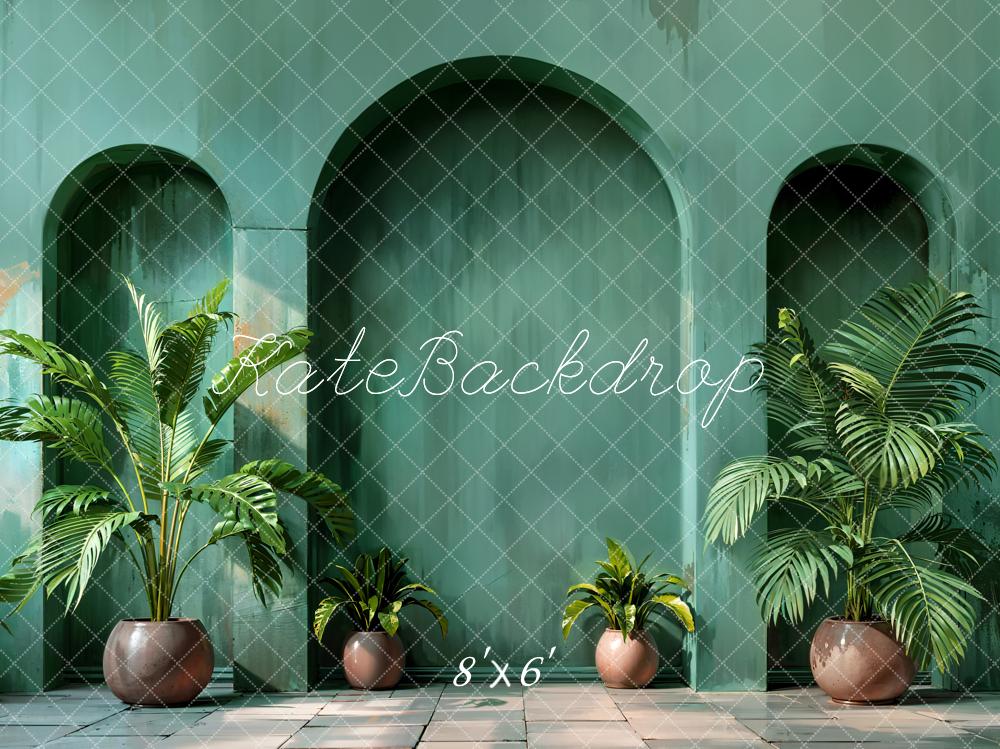 Kate Spring Plant Dark Green Arched Wall Backdrop Designed by Emetselch - Image 3