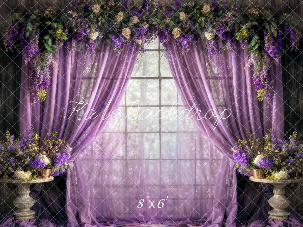 Kate Spring Purple Curtains Flowers Backdrop Designed by Chain Photography - Image 3