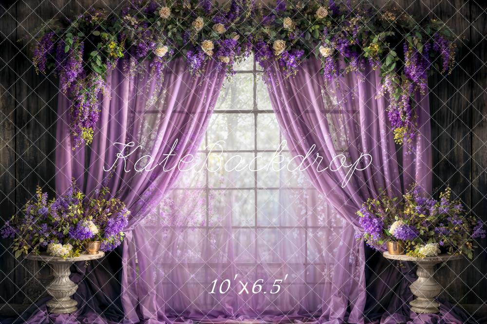 Kate Spring Purple Curtains Flowers Backdrop Designed by Chain Photography - Image 4