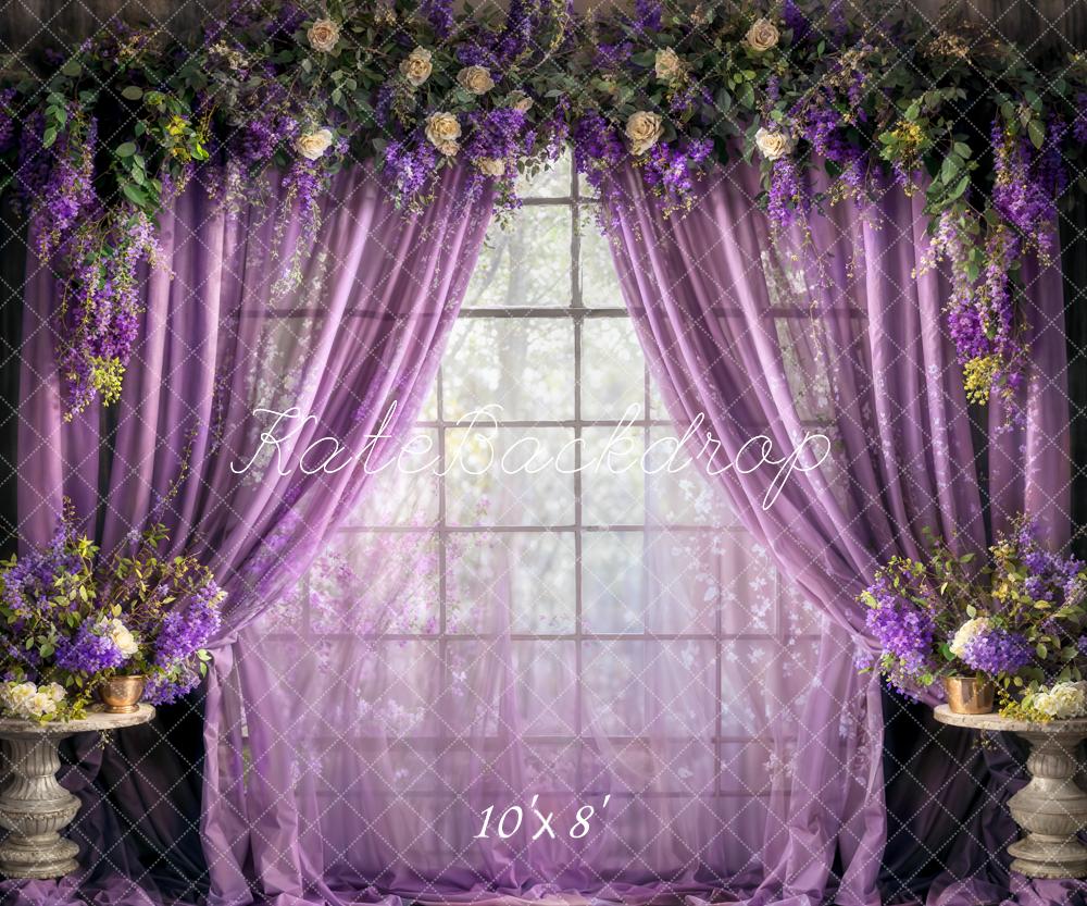 Kate Spring Purple Curtains Flowers Backdrop Designed by Chain Photography - Image 5