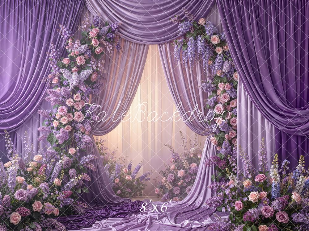 Kate Spring Purple Drapes Floral Roses Backdrop Designed by Emetselch - Image 6