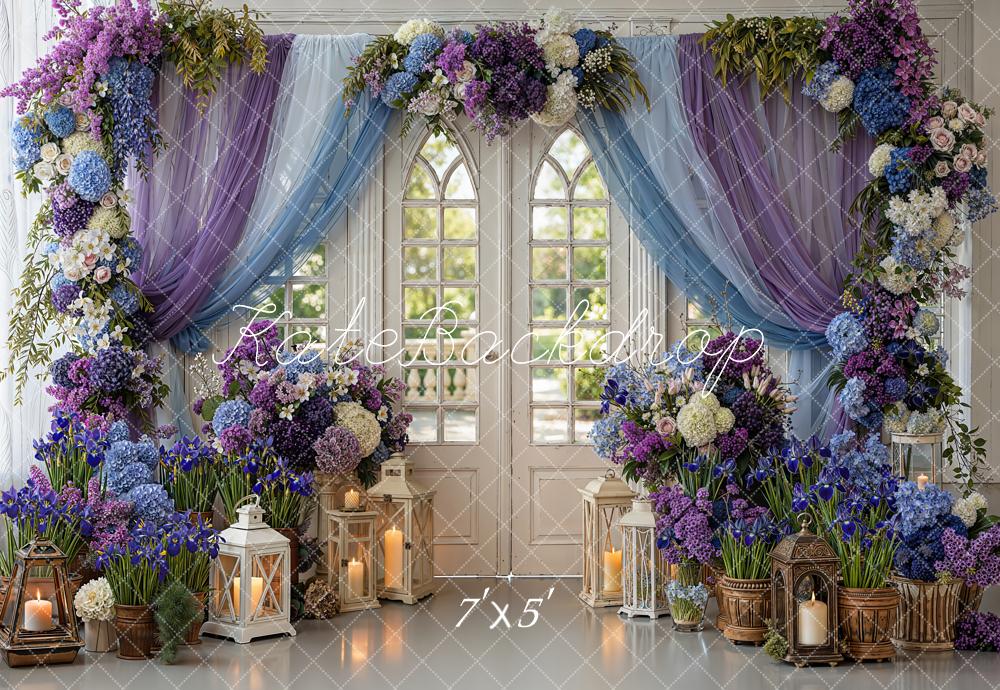 Kate Spring Purple Drapes Lanterns Backdrop Designed by Emetselch