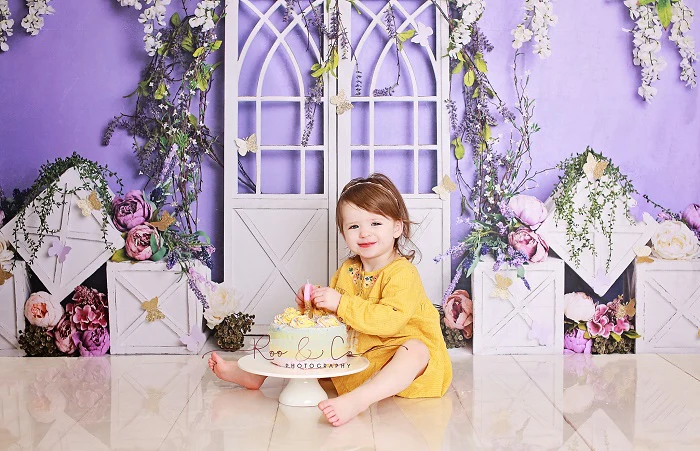 Kate Spring Purple Floral Backdrop Designed by Megan Leigh Photography - Image 4