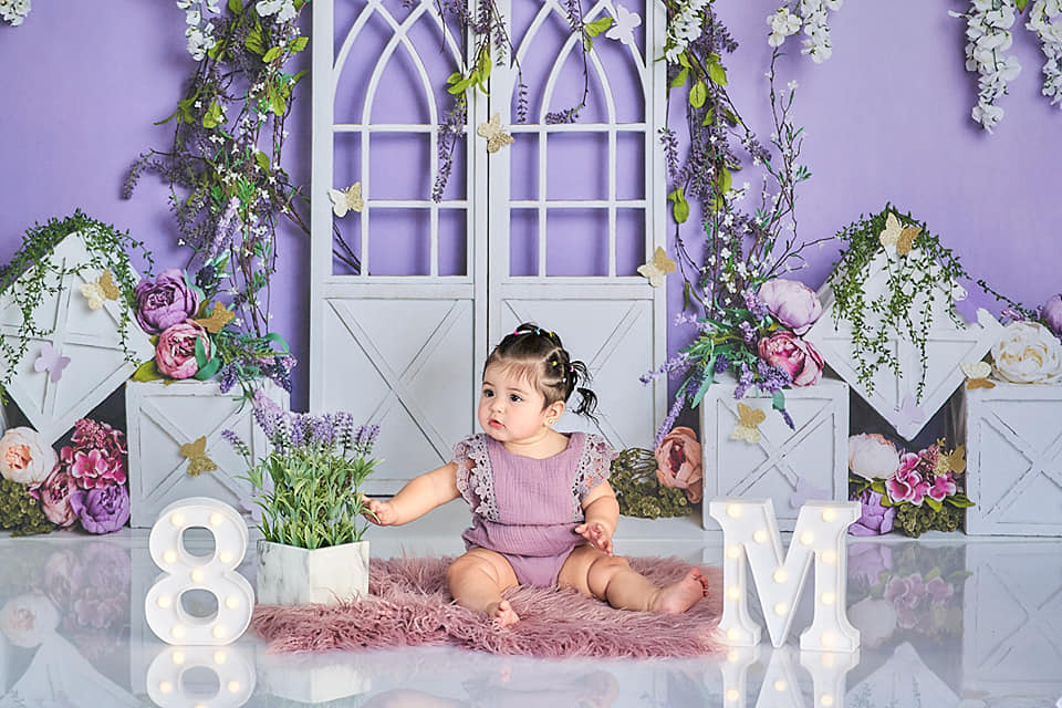 Kate Spring Purple Floral Backdrop Designed by Megan Leigh Photography - Image 9