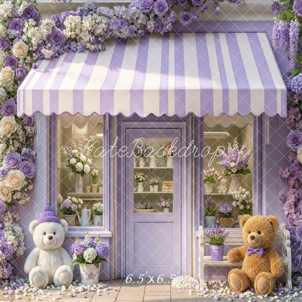 Kate Spring Purple Floral Shop Teddy Bears Backdrop Designed by Emetselch - Image 2