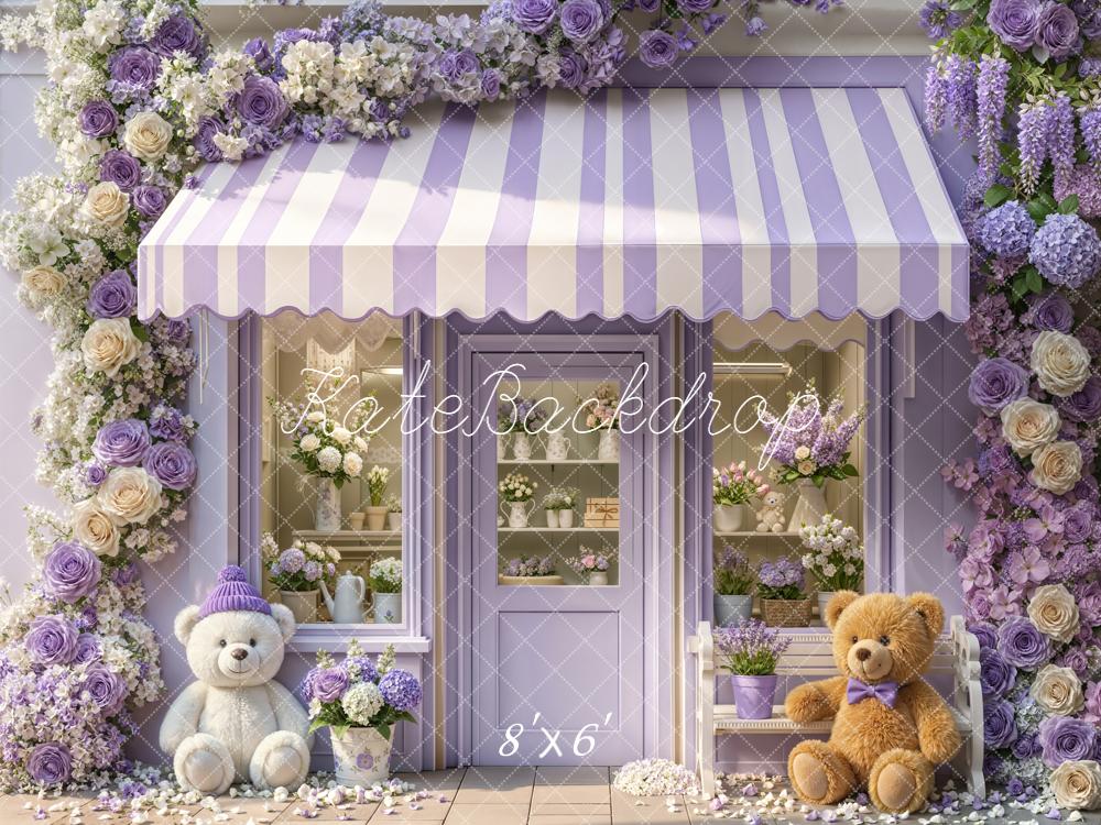 Kate Spring Purple Floral Shop Teddy Bears Backdrop Designed by Emetselch - Image 3