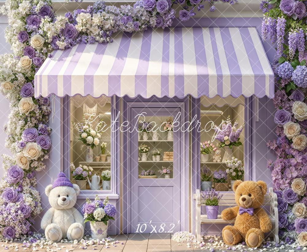 Kate Spring Purple Floral Shop Teddy Bears Backdrop Designed by Emetselch - Image 6