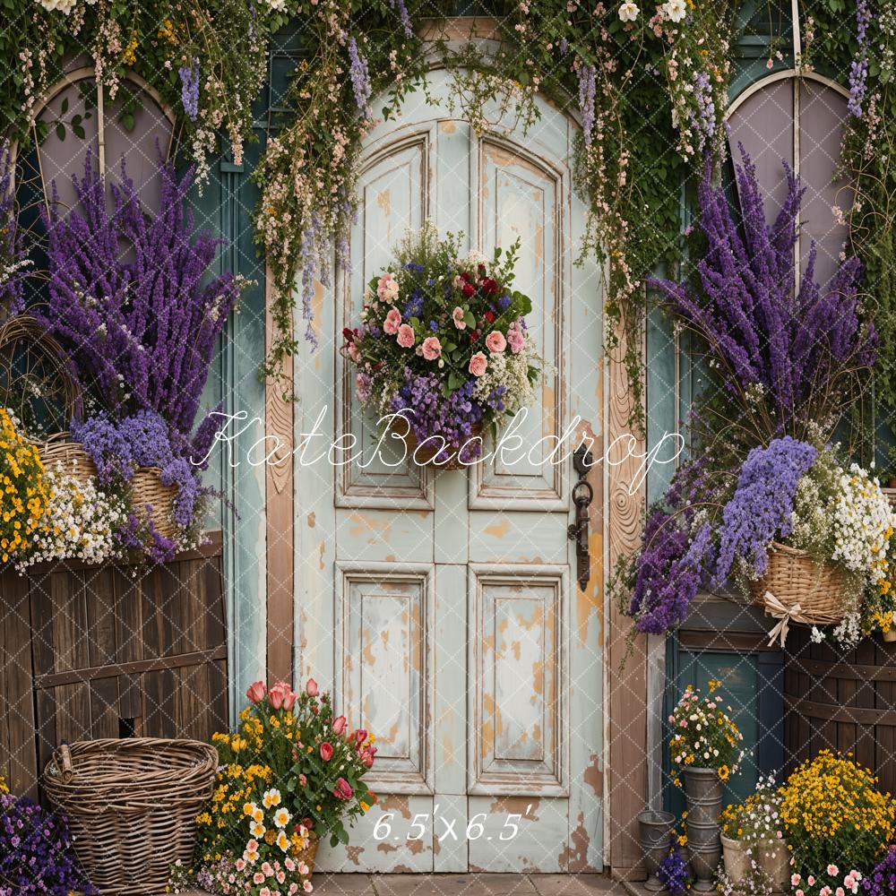 Kate Spring Purple Lavender Flower Door Backdrop Designed by Emetselch - Image 2