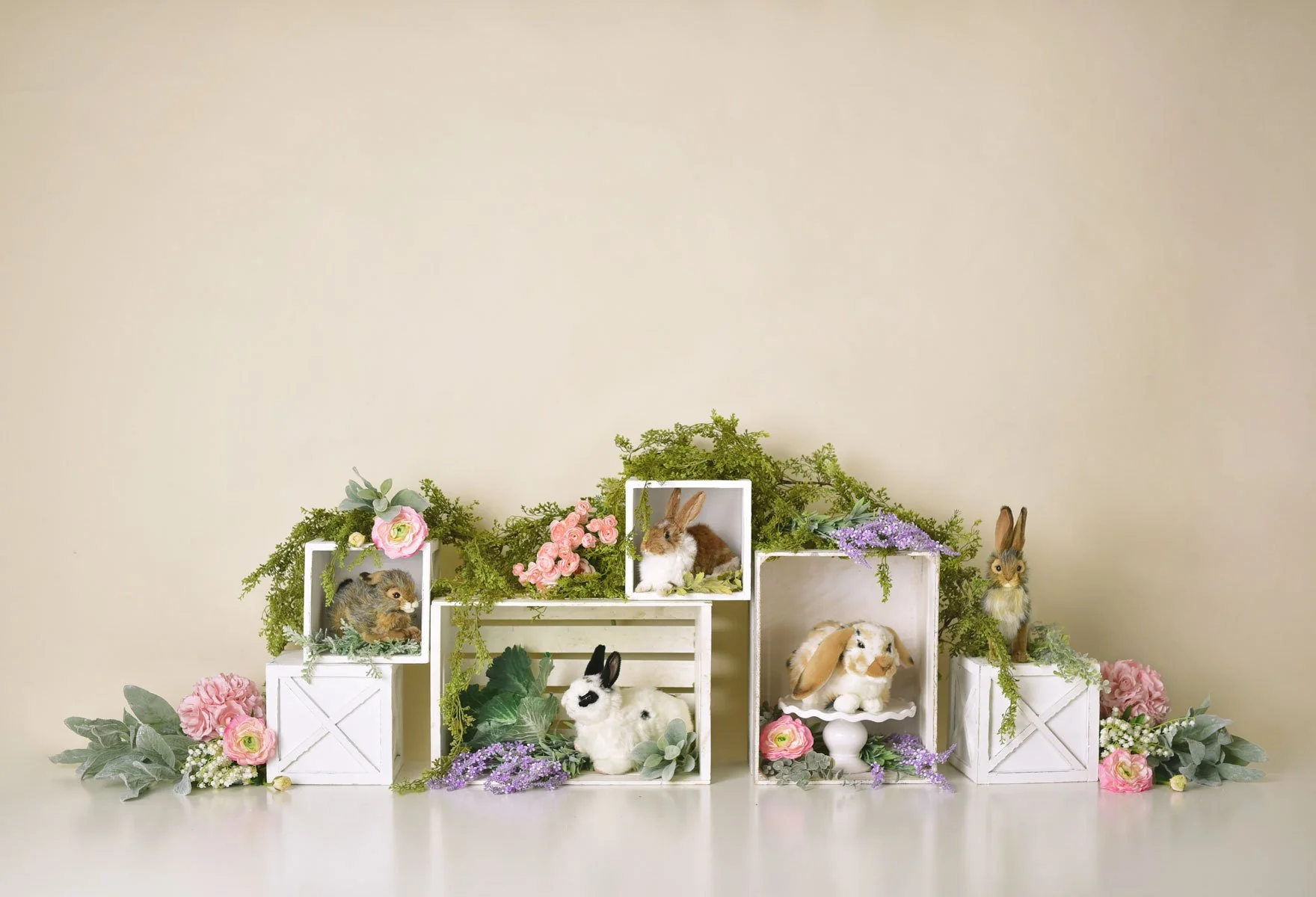 Kate Spring Rabbits Flowers Easter Backdrop Designed by Mandy Ringe Photography - Image 2