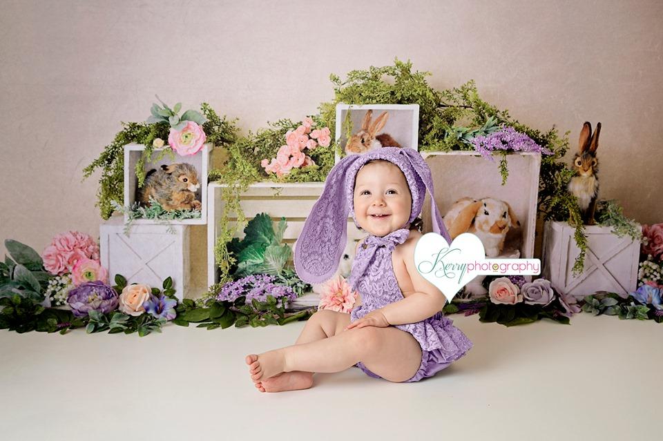 Kate Spring Rabbits Flowers Easter Backdrop Designed by Mandy Ringe Photography - Image 4