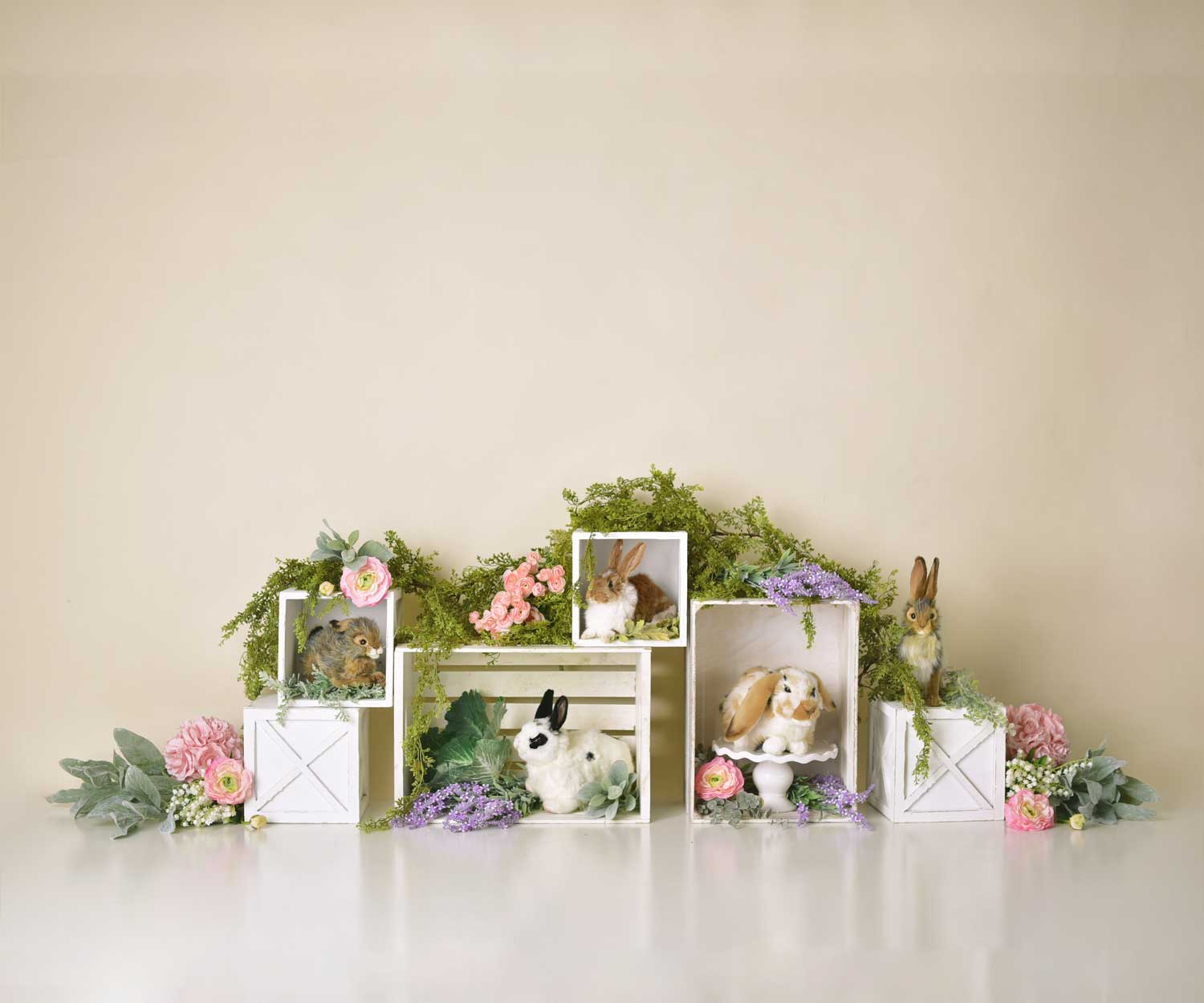 Kate Spring Rabbits Flowers Easter Backdrop Designed by Mandy Ringe Photography - Image 7