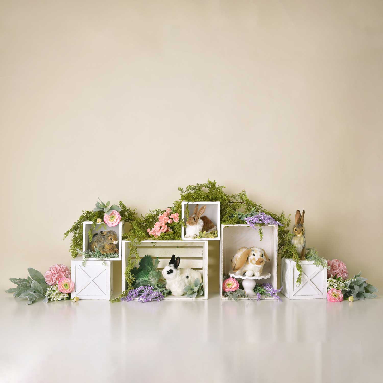 Kate Spring Rabbits Flowers Easter Backdrop Designed by Mandy Ringe Photography - Image 8
